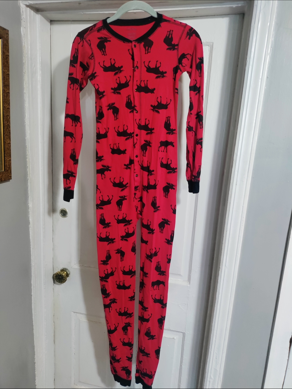 Kids Red Moose Print One-Piece Pajamas 12